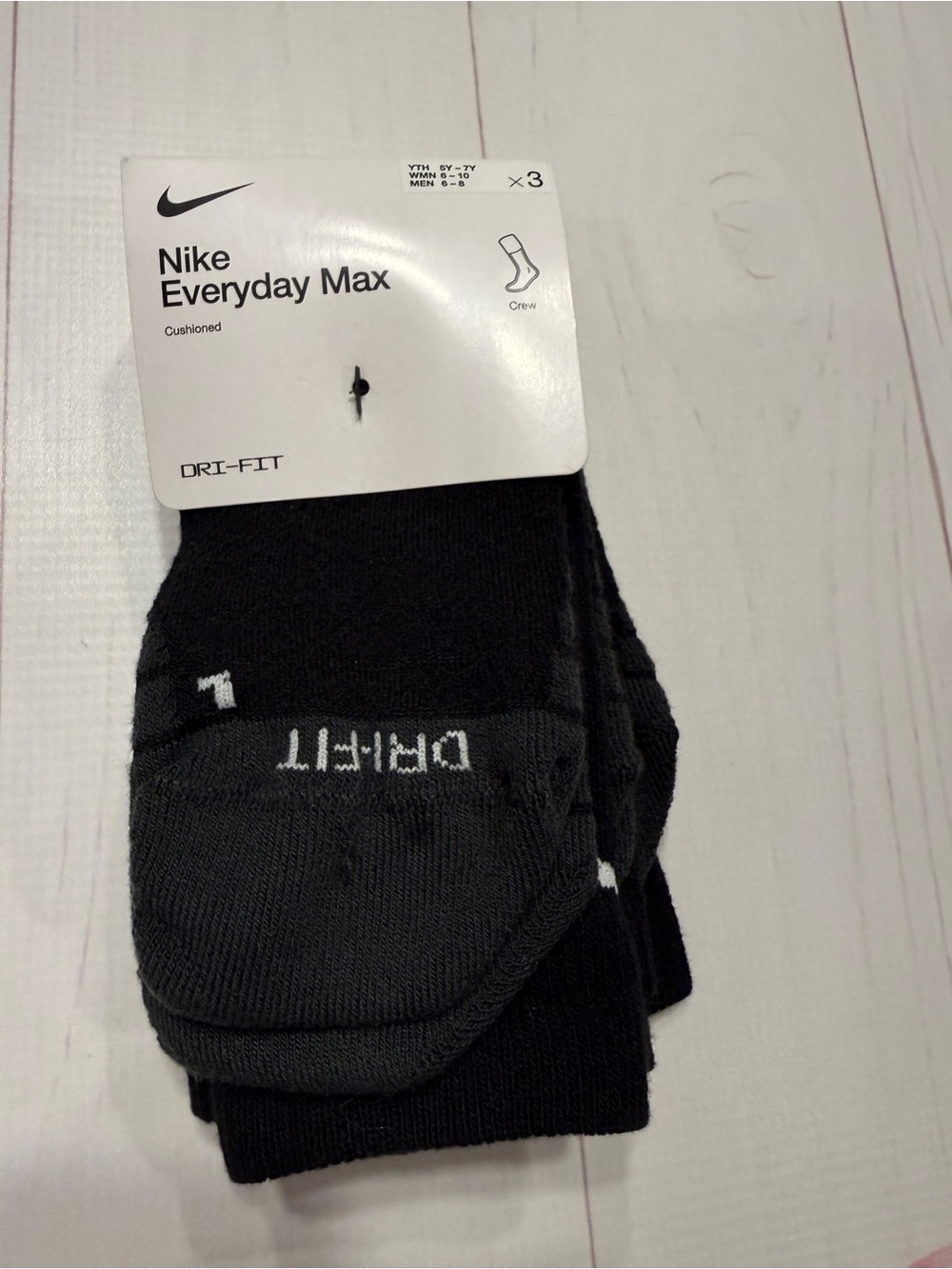 Nike Everyday Max Dri-FIT Cushioned Crew Socks - Black